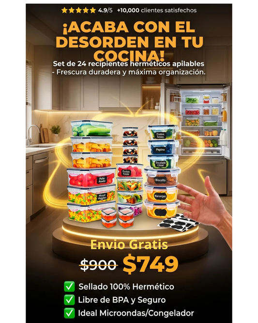 Set 24 Recipientes Herméticos de Almacenamiento – Organiza tu Cocina