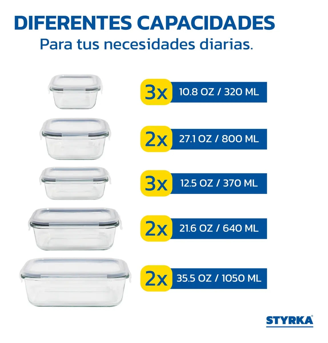 Set 12 Recipientes de Vidrio Herméticos con Tapa — 24 Piezas | Libre de BPA
