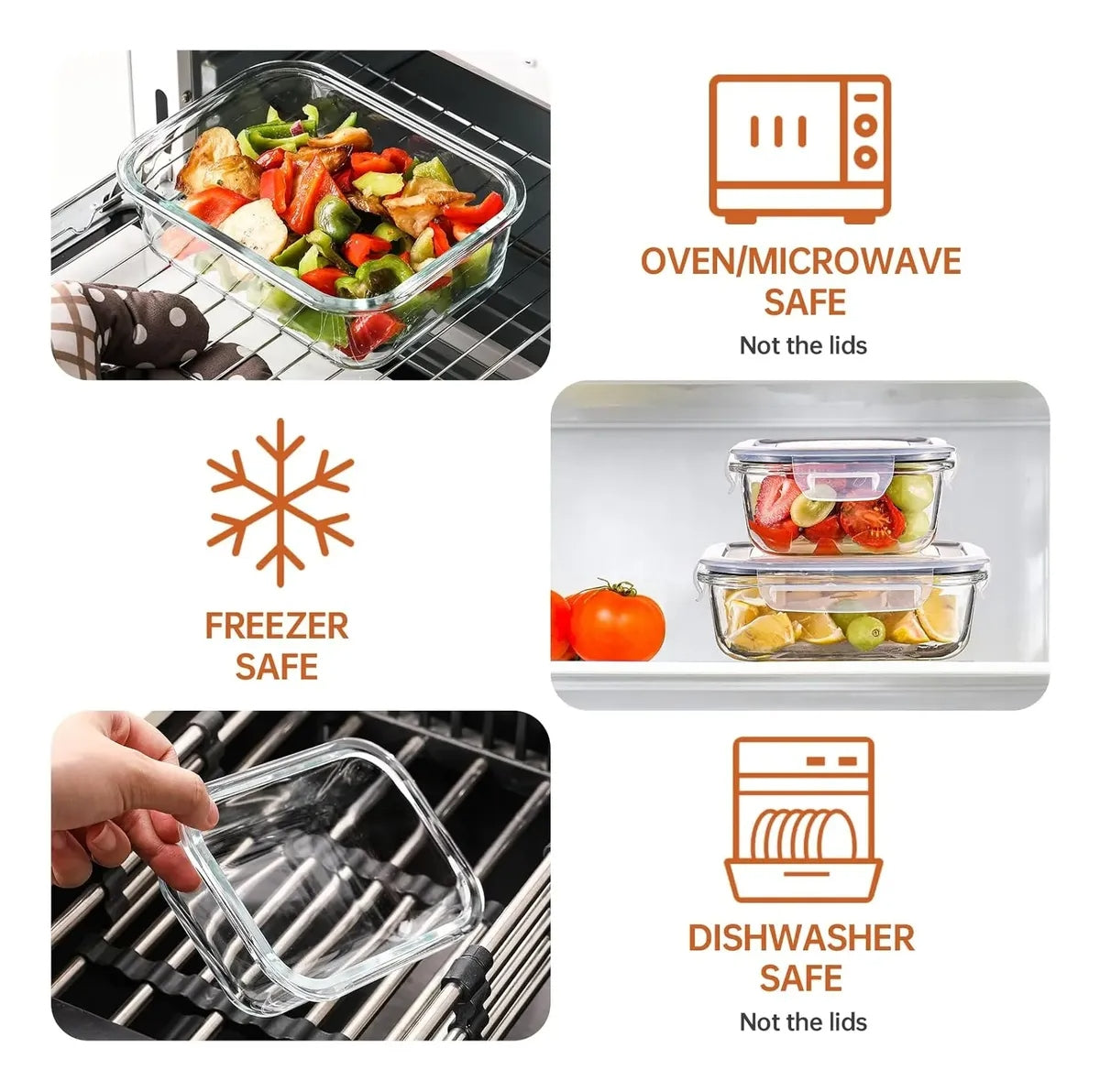 Set 12 Recipientes de Vidrio Herméticos con Tapa — 24 Piezas | Libre de BPA