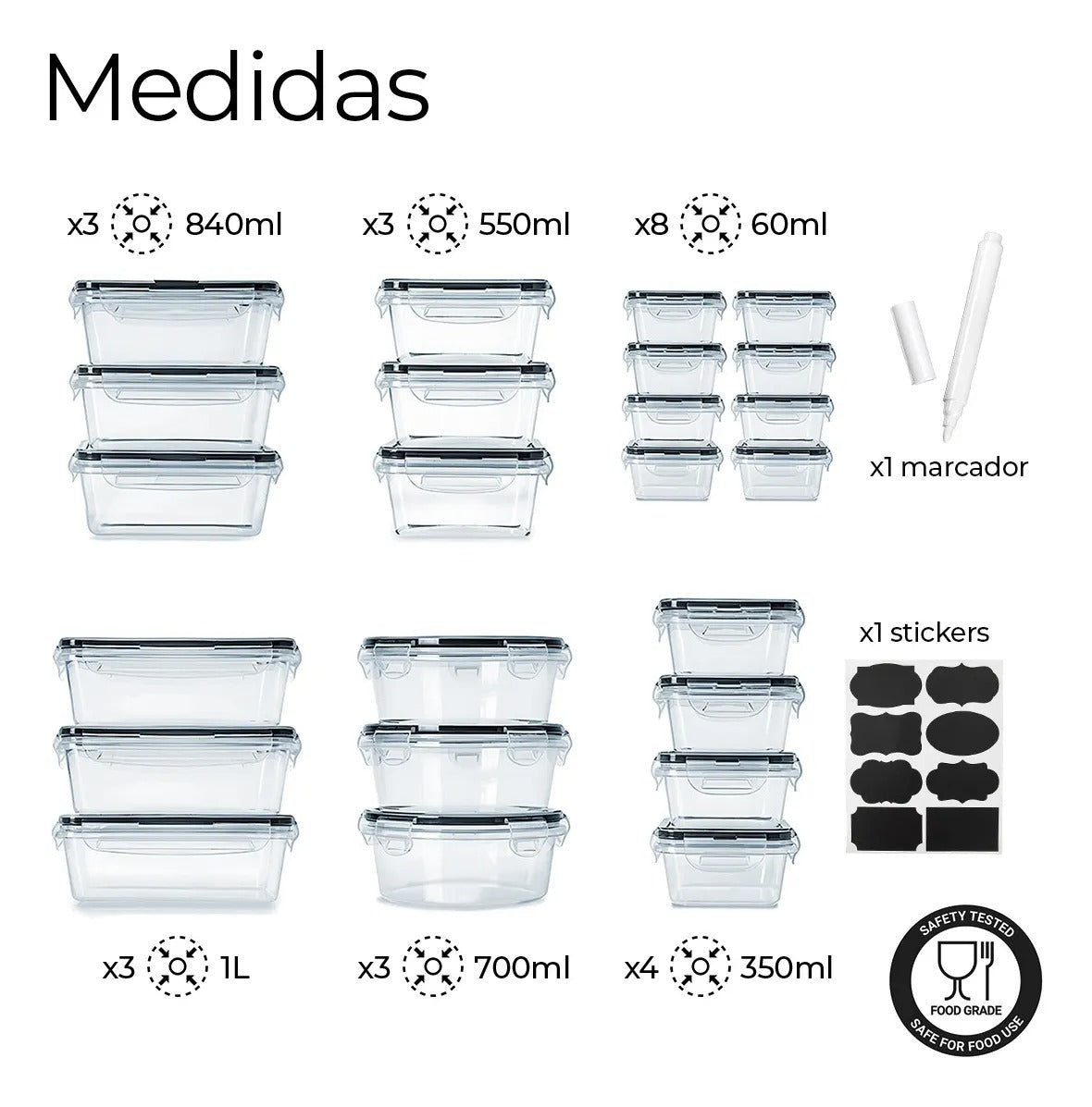 Recipientes 24 piezas hermeticos de almacenamiento