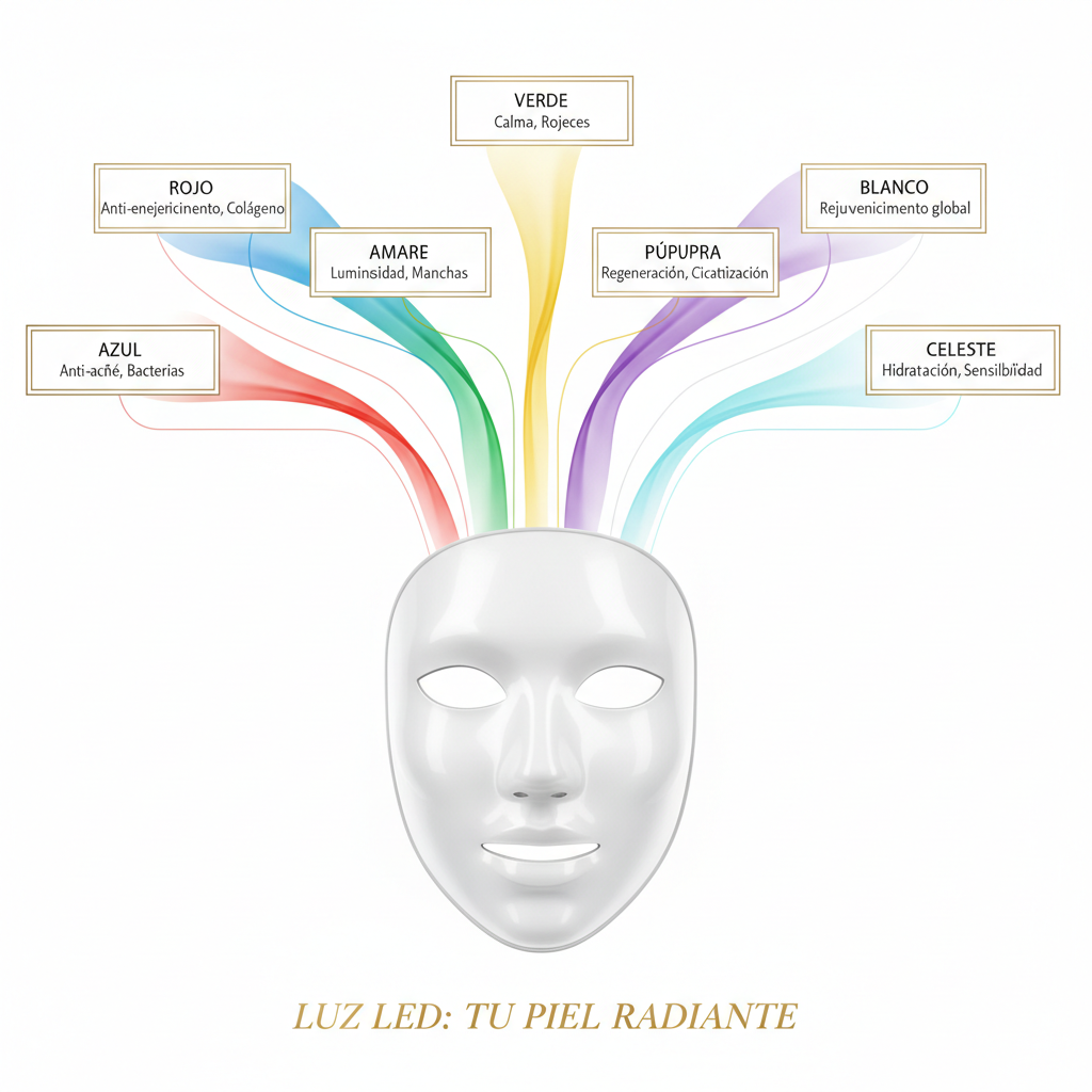 Máscara LED Facial - Infografía