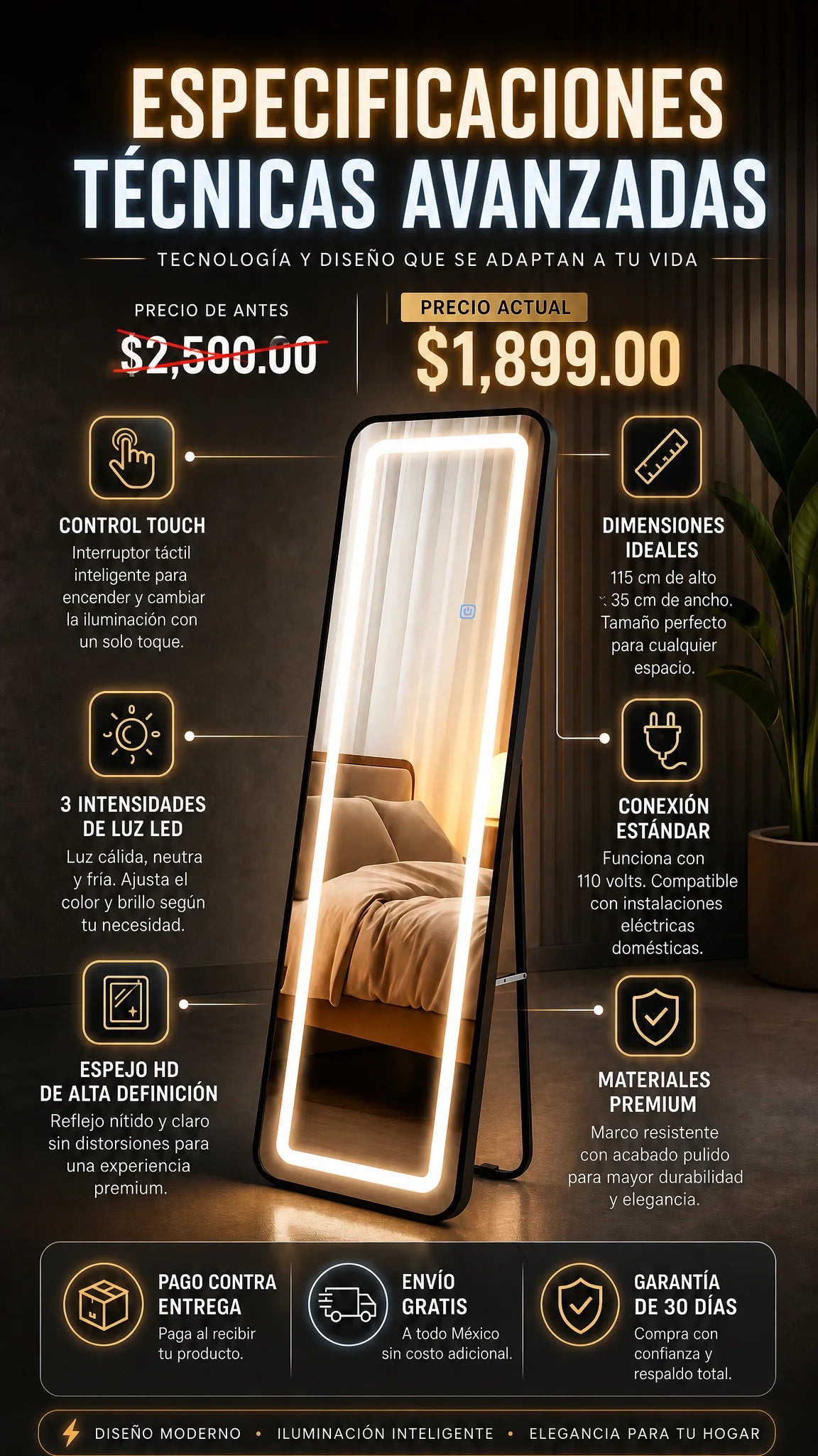 Espejo LED Touch Premium